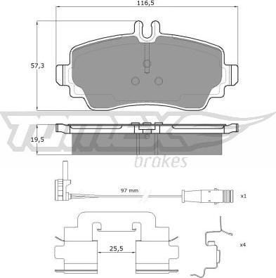 TOMEX brakes TX 12-751 - Bremžu uzliku kompl., Disku bremzes ps1.lv