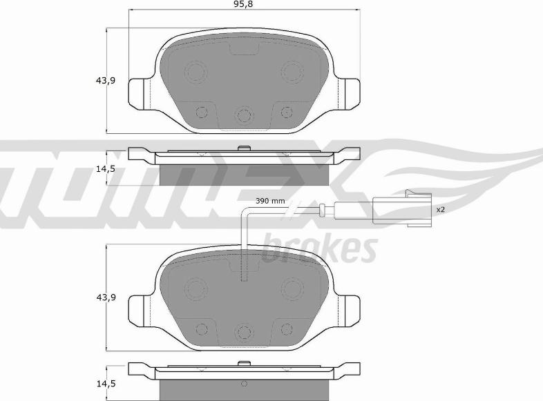 TOMEX brakes TX 12-702 - Bremžu uzliku kompl., Disku bremzes ps1.lv