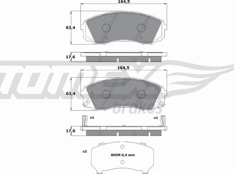 TOMEX brakes TX 17-49 - Bremžu uzliku kompl., Disku bremzes ps1.lv