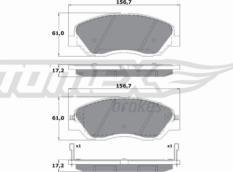 TOMEX brakes TX 17-44 - Bremžu uzliku kompl., Disku bremzes ps1.lv