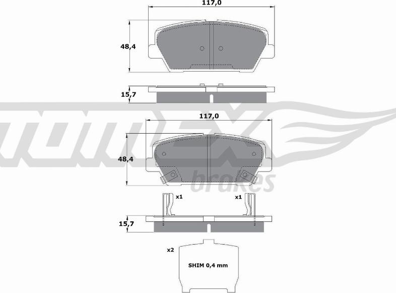 TOMEX brakes TX 17-45 - Bremžu uzliku kompl., Disku bremzes ps1.lv