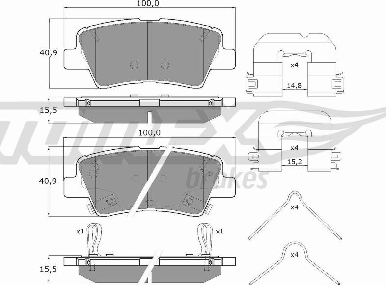 TOMEX brakes TX 17-481 - Bremžu uzliku kompl., Disku bremzes ps1.lv