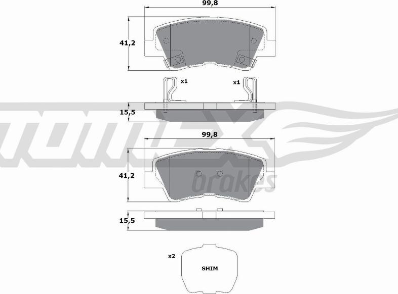 TOMEX brakes TX 17-48 - Bremžu uzliku kompl., Disku bremzes ps1.lv