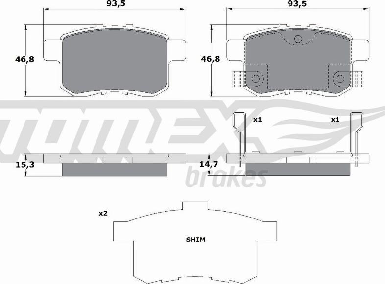 TOMEX brakes TX 17-54 - Bremžu uzliku kompl., Disku bremzes ps1.lv