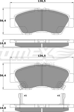 TOMEX brakes TX 17-55 - Bremžu uzliku kompl., Disku bremzes ps1.lv