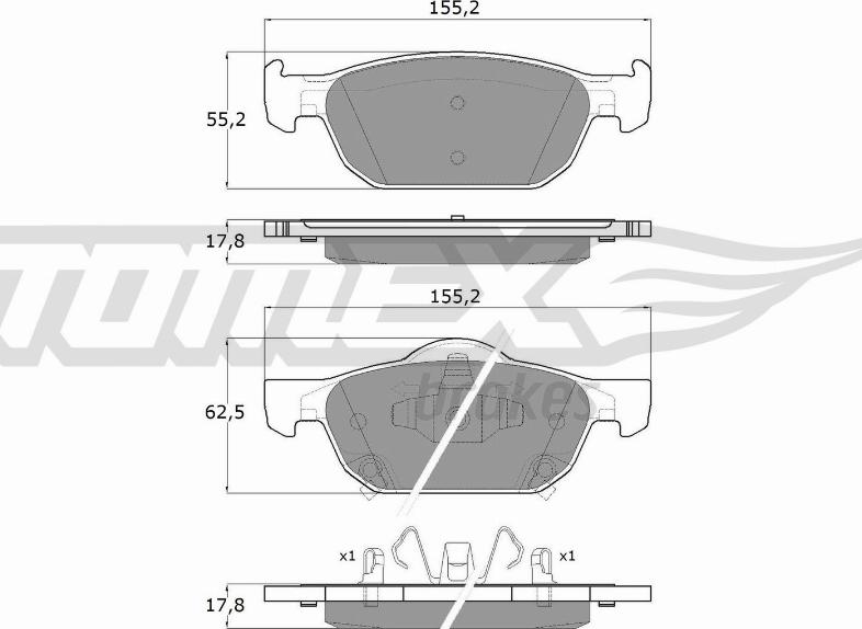 TOMEX brakes TX 17-51 - Bremžu uzliku kompl., Disku bremzes ps1.lv