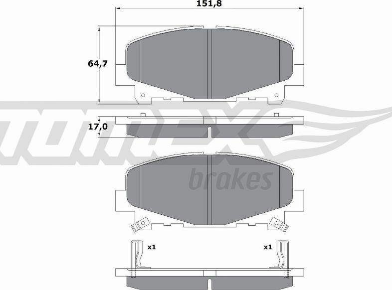 TOMEX brakes TX 17-52 - Bremžu uzliku kompl., Disku bremzes ps1.lv