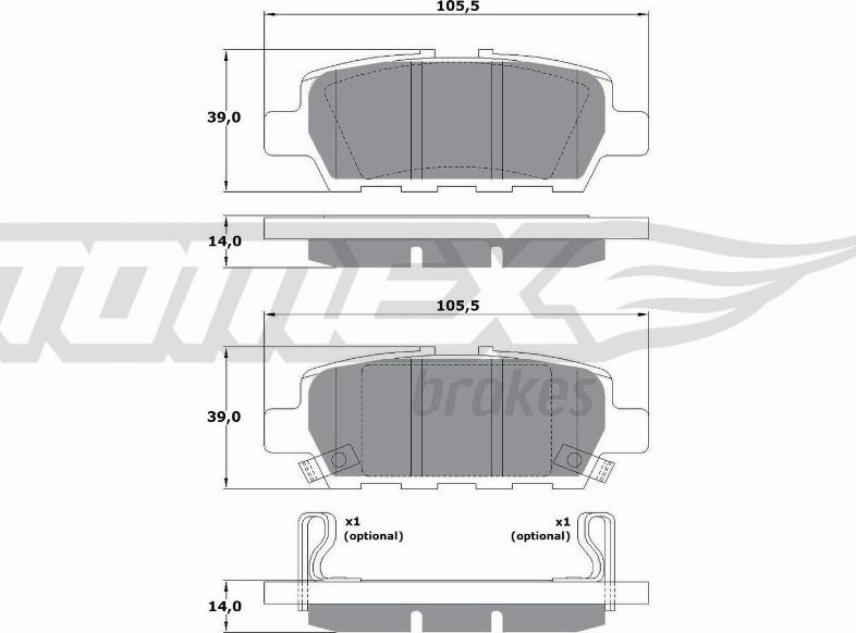 TOMEX brakes TX 17-57 - Bremžu uzliku kompl., Disku bremzes ps1.lv