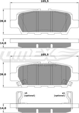 TOMEX brakes TX 17-57 - Bremžu uzliku kompl., Disku bremzes ps1.lv