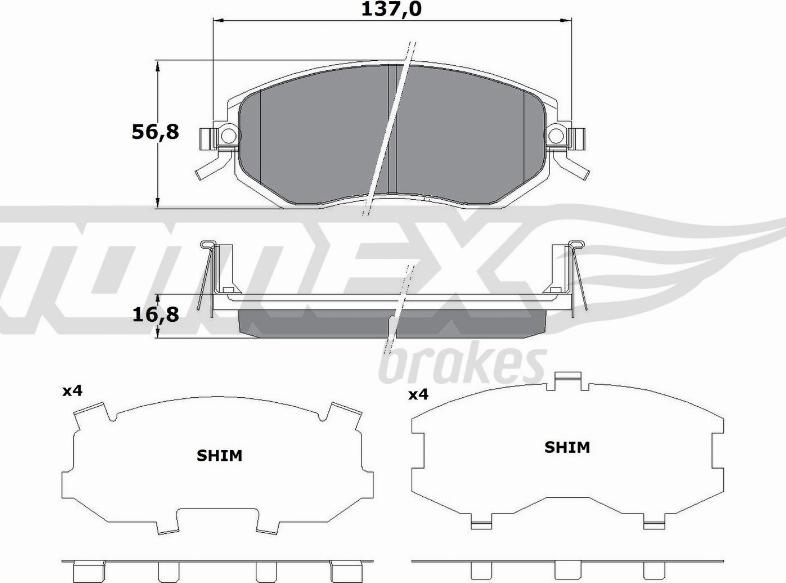 TOMEX brakes TX 17-65 - Bremžu uzliku kompl., Disku bremzes ps1.lv