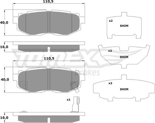 TOMEX brakes TX 17-66 - Bremžu uzliku kompl., Disku bremzes ps1.lv