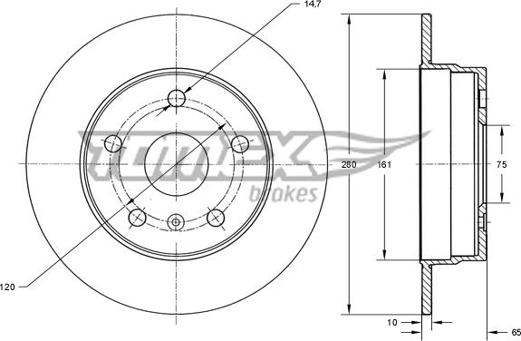 TOMEX brakes TX 74-00 - Bremžu diski ps1.lv