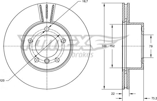 TOMEX brakes TX 74-01 - Bremžu diski ps1.lv