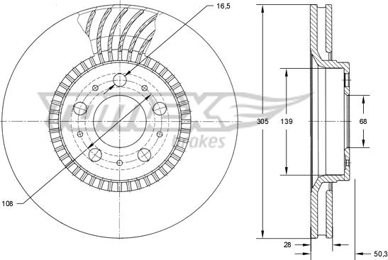 TOMEX brakes TX 74-13 - Bremžu diski ps1.lv