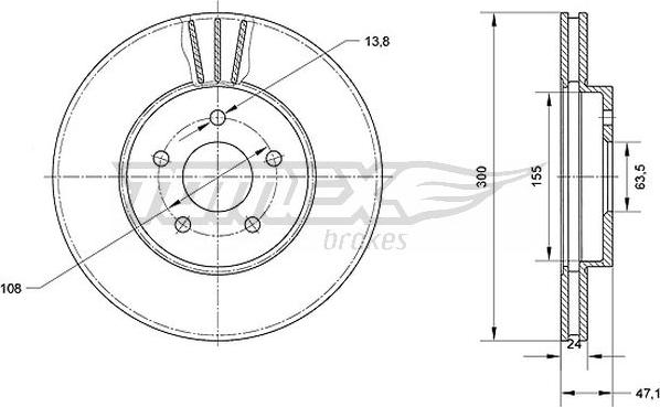 TOMEX brakes TX 70-44 - Bremžu diski ps1.lv