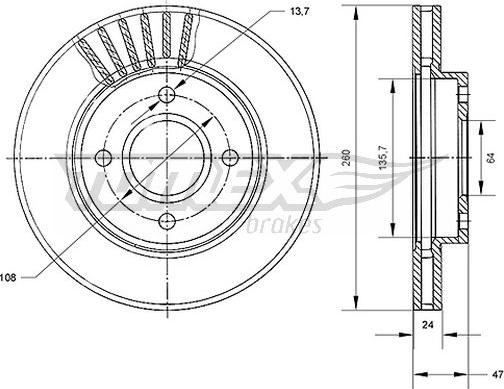 TOMEX brakes TX 70-43 - Bremžu diski ps1.lv