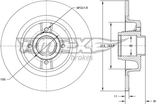 TOMEX brakes TX 70-801 - Bremžu diski ps1.lv