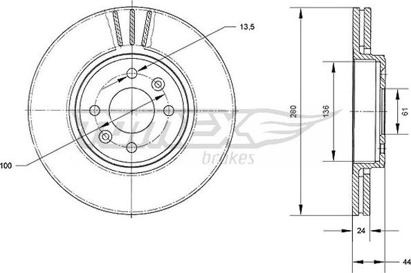 TOMEX brakes TX 70-22 - Bremžu diski ps1.lv