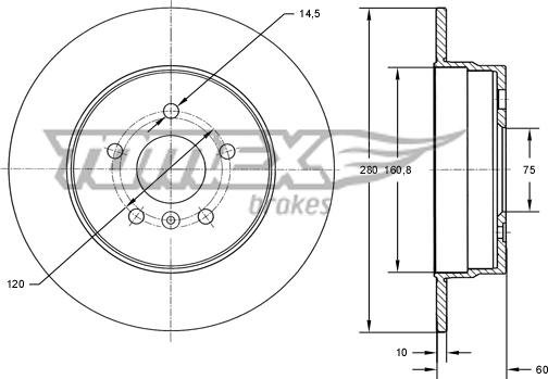 TOMEX brakes TX 71-45 - Bremžu diski ps1.lv