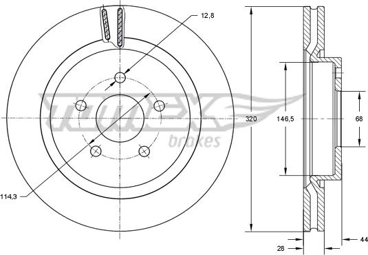 TOMEX brakes TX 73-52 - Bremžu diski ps1.lv