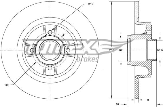 TOMEX brakes TX 73-571 - Bremžu diski ps1.lv