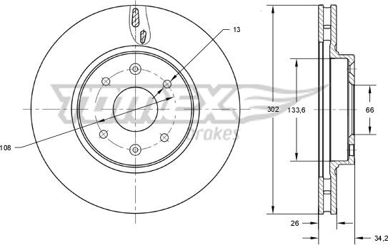 TOMEX brakes TX 73-64 - Bremžu diski ps1.lv