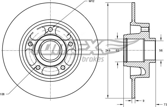 TOMEX brakes TX 73-611 - Bremžu diski ps1.lv