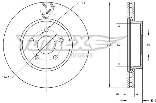 TOMEX brakes TX 73-63 - Bremžu diski ps1.lv