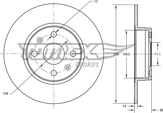 TOMEX brakes TX 73-67 - Bremžu diski ps1.lv