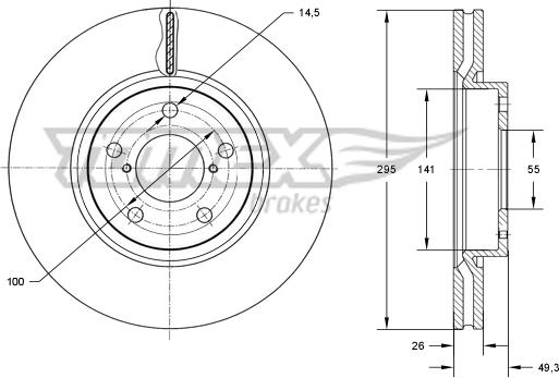 TOMEX brakes TX 73-25 - Bremžu diski ps1.lv