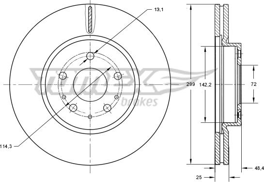 TOMEX brakes TX 73-22 - Bremžu diski ps1.lv