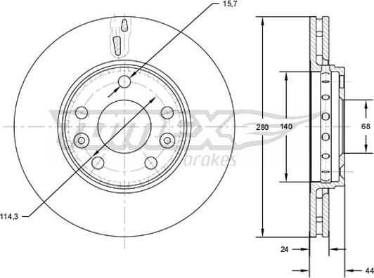 TOMEX brakes TX 72-61 - Bremžu diski ps1.lv