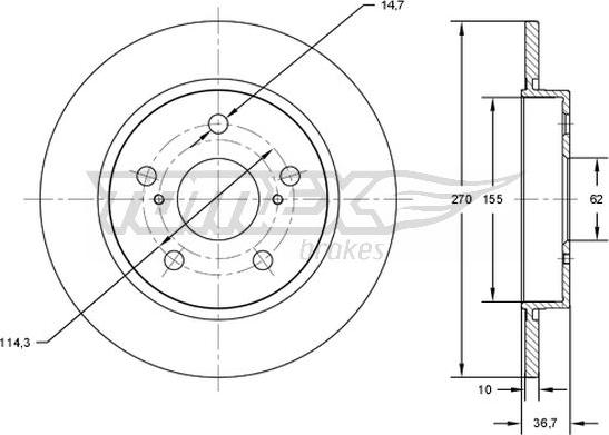 TOMEX brakes TX 72-00 - Bremžu diski ps1.lv