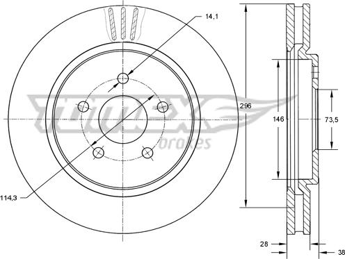 TOMEX brakes TX 72-16 - Bremžu diski ps1.lv