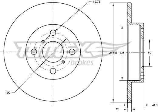 TOMEX brakes TX 72-29 - Bremžu diski ps1.lv