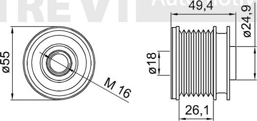 Trevi Automotive AP1109 - Piedziņas skriemelis, Ģenerators ps1.lv