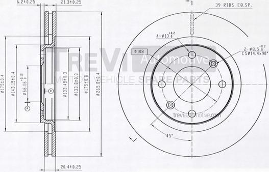 Trevi Automotive BD1096 - Bremžu diski ps1.lv