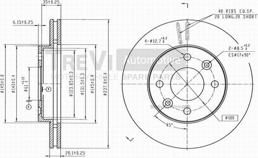 Trevi Automotive BD1090 - Bremžu diski ps1.lv