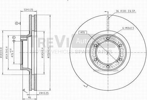 Trevi Automotive BD1091 - Bremžu diski ps1.lv