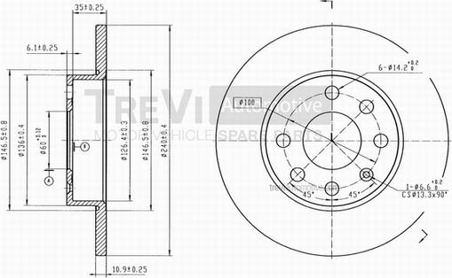 Trevi Automotive BD1045 - Bremžu diski ps1.lv