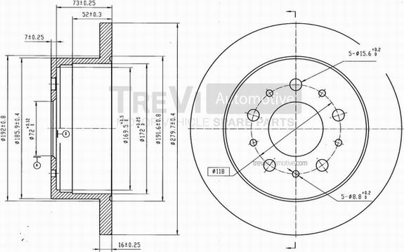 Trevi Automotive BD1041 - Bremžu diski ps1.lv