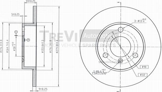 Trevi Automotive BD1043 - Bremžu diski ps1.lv