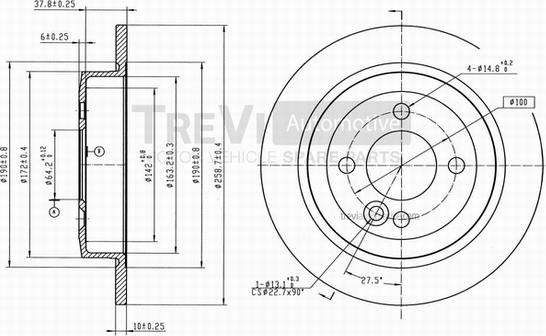 Trevi Automotive BD1052 - Bremžu diski ps1.lv