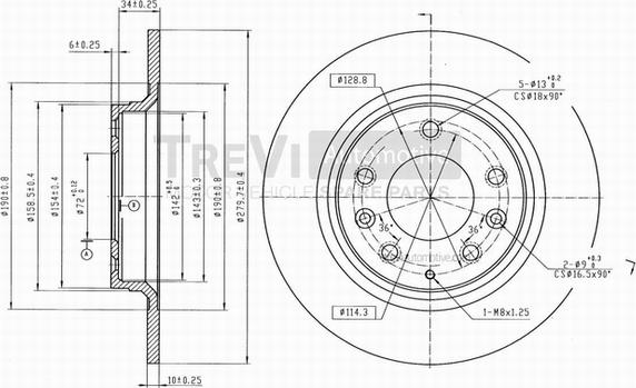 Trevi Automotive BD1069 - Bremžu diski ps1.lv