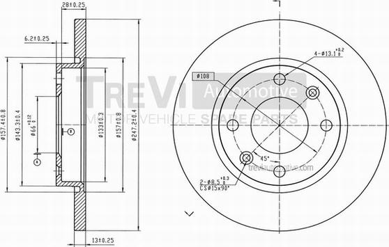 Trevi Automotive BD1062 - Bremžu diski ps1.lv