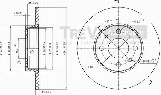 Trevi Automotive BD1015 - Bremžu diski ps1.lv