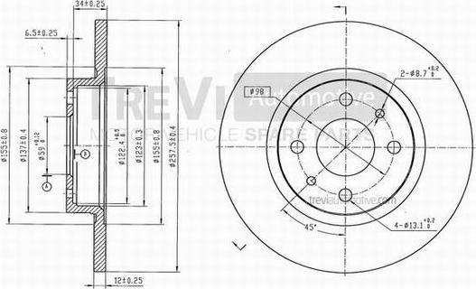 Trevi Automotive BD1016 - Bremžu diski ps1.lv