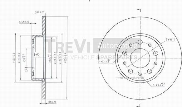 Trevi Automotive BD1085 - Bremžu diski ps1.lv