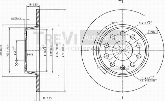 Trevi Automotive BD1088 - Bremžu diski ps1.lv