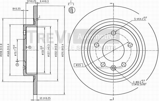 Trevi Automotive BD1087 - Bremžu diski ps1.lv